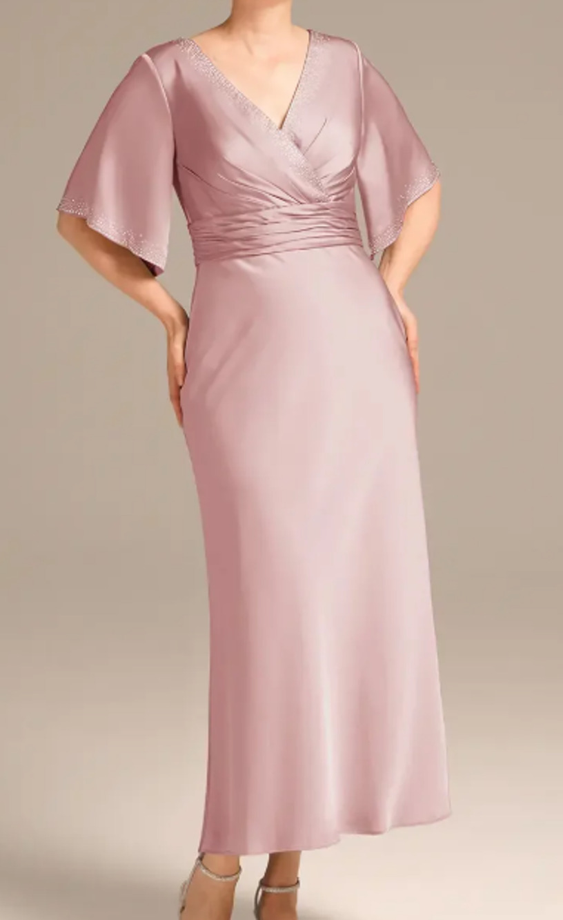 AW BRIDAL 8 M rose quartz Oleander satin embellished party midi dress NEW B43